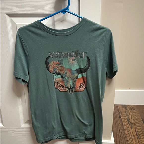 Wrangler Tops - Wrangler Teal Bull Skull T-Shirt